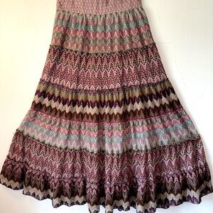 LAPIS MULTI LAYERED PINK EARTH TONES WOMENS SKIRT SZ M